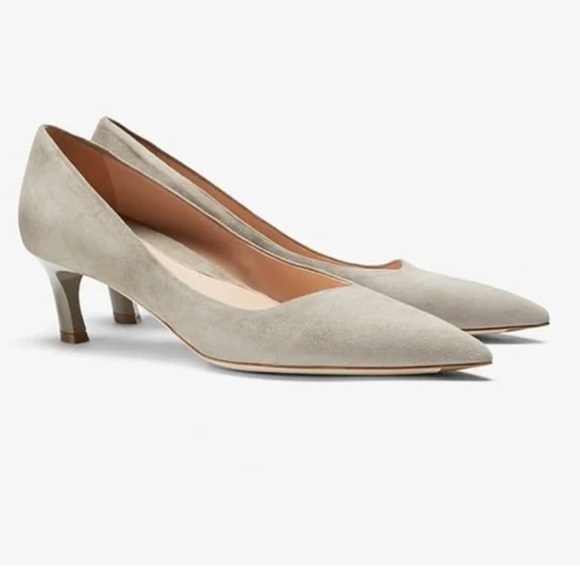 M.M. Lafleur Lillian Suede Heel 37 7 Gray Pump Point Toe Academia MM Lafler - Picture 1 of 7